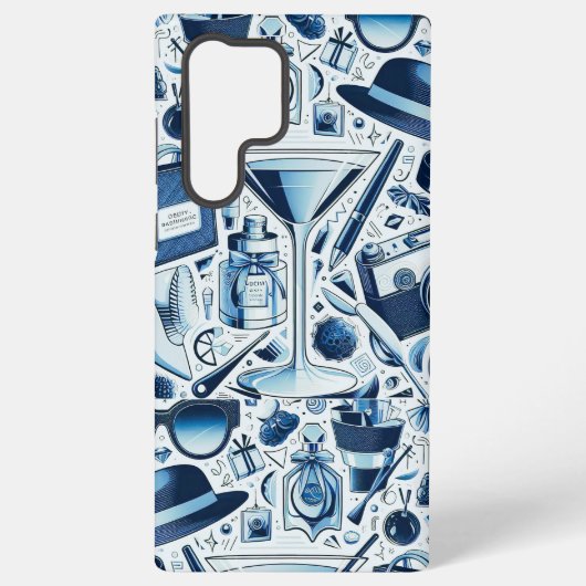 Coque Samsung Galaxy Collage chic bleu foncé et design moderne (Verso)