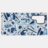 Coque Samsung Galaxy Collage chic bleu foncé et design moderne (Verso Horizontal)