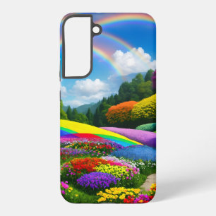 Coque Samsung Galaxy Collines et Fleurs Arc-en-ciel Deux