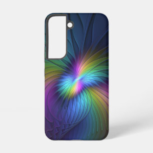 Coque Samsung Galaxy Coloré avec de l'art abstrait fractal moderne bleu