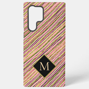 Coque Samsung Galaxy Coloré Simple Moderne Monogrammes Grilles Or Rose