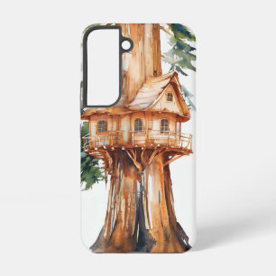 Coque Samsung Galaxy Conception d'art aquarelle de cabane dans un arbre
