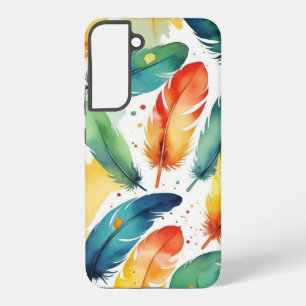 Coque Samsung Galaxy Conception de couverture aquarelle plumes