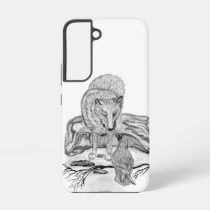 Coque Samsung Galaxy Conception de loup et de corbeau noir et blanc