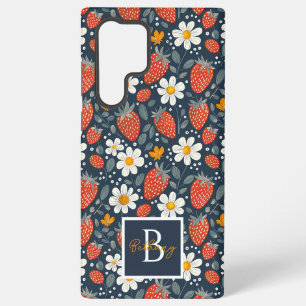 Coque Samsung Galaxy Conception jolie fraise avec nom personnalisé