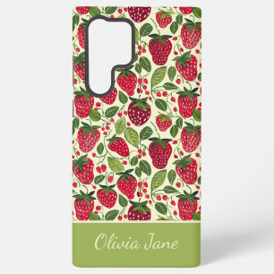 Coque Samsung Galaxy Conception jolie fraise avec nom personnalisé