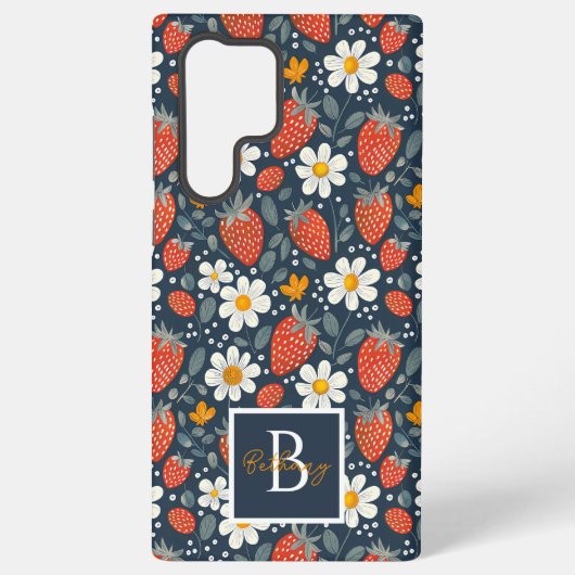Coque Samsung Galaxy Conception mignonne de fraise avec nom personnalis (Verso)