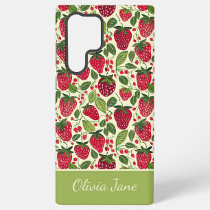 Coque Samsung Galaxy Conception mignonne de fraise avec nom personnalis