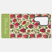 Coque Samsung Galaxy Conception mignonne de fraise avec nom personnalis (Verso Horizontal)