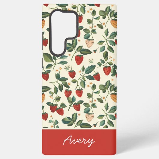 Coque Samsung Galaxy Conception mignonne de fraise avec nom personnalis (Verso)