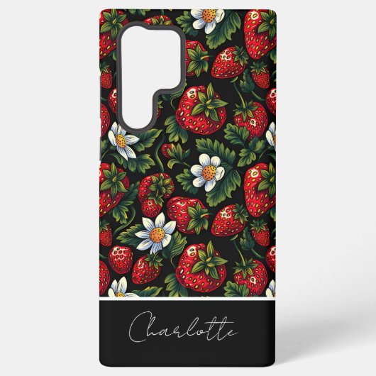 Coque Samsung Galaxy Conception mignonne de fraise avec nom personnalis (Verso)
