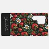 Coque Samsung Galaxy Conception mignonne de fraise avec nom personnalis (Verso Horizontal)