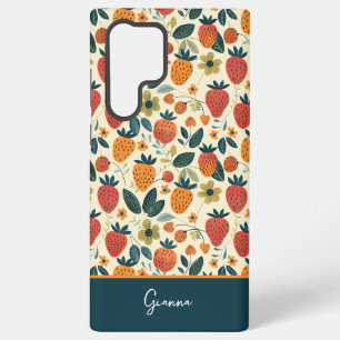 Coque Samsung Galaxy Conception mignonne de fraise avec nom personnalis