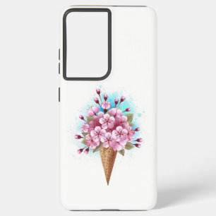 Coque Samsung Galaxy Cône rose Sakura crème glacée gaufre