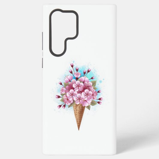 Coque Samsung Galaxy Cône rose Sakura crème glacée gaufre (Verso)