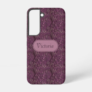 Coque Samsung Galaxy Coque Fleurie Violet en Faux Cuir pour Galaxy S22