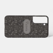 Coque Samsung Galaxy Coque Galaxy S22 Gris Cendré Motif Floral Faux Cui (Verso Horizontal)