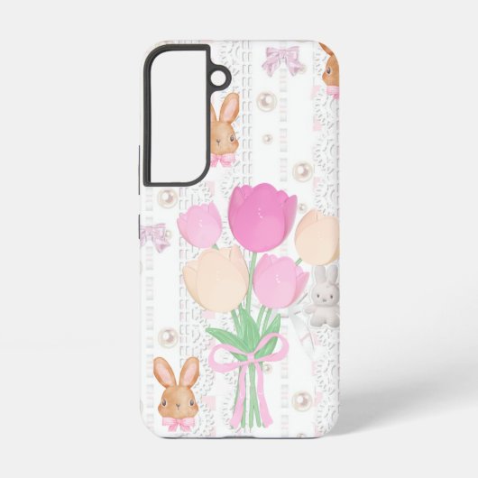 Coque Samsung Galaxy Coquette Bunny Phone Case – White & Floral (Verso)