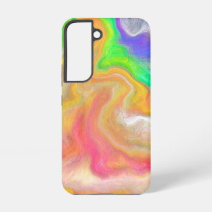 Coque Samsung Galaxy Corail, Bleu, Vert, Rose Abstrait Fluide Art
