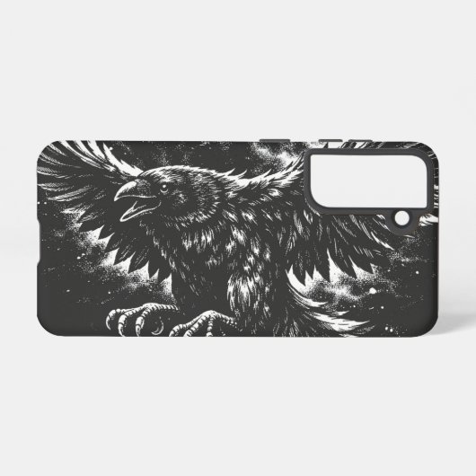 Coque Samsung Galaxy Corbeau gothique – par BurnsInHell (Verso Horizontal)