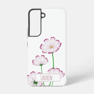 Coque Samsung Galaxy Cosmos rose aux bords fuchsia avec nom encadré inh