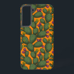 Coque Samsung Galaxy coucher de soleil du désert<br><div class="desc">J'avais dessiné des cactus d'opuntia dans mon sketchbook,  puis je les ai redessinés et colorés dans Illustrator pour faire un motif.</div>