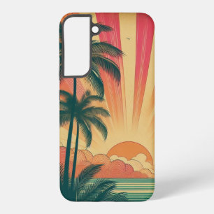 Coque Samsung Galaxy Coucher de soleil tropical/hawaïen rétro/vintage