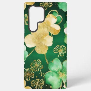 COQUE SAMSUNG GALAXY COULEUR D'EAU VERT & OR SHAMROCK IRLANDAIS