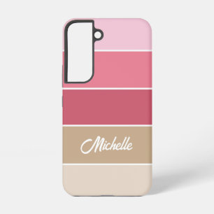 Coque Samsung Galaxy Couleur d'été personnalisée rose Bandes