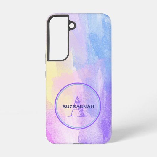 Coque Samsung Galaxy Couleur pastel chic aquarelle monogramme initial n (Verso)