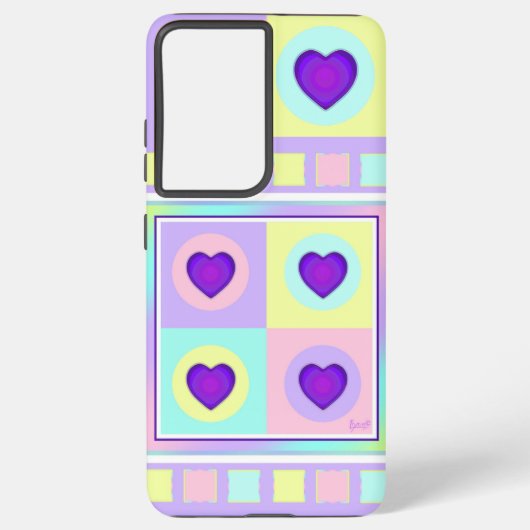 Coque Samsung Galaxy Couleurs pastel & coeurs violets battre (Verso)