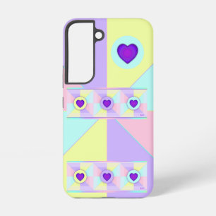Coque Samsung Galaxy Couleurs pastel et cœurs violets qui battent