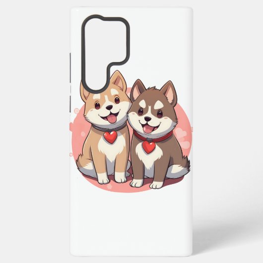 Coque Samsung Galaxy Couple de chien mignon Shiba Inu en amour (Verso)