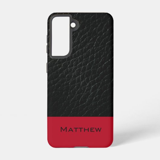 Coque Samsung Galaxy Couverture téléphonique classique en cuir noir ins (Verso)