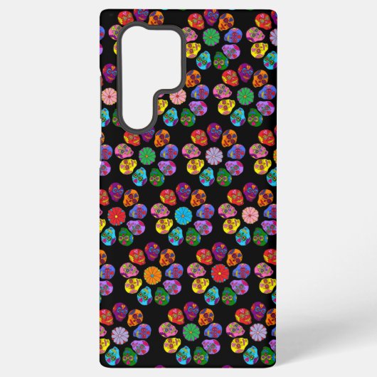 Coque Samsung Galaxy Crâne de Sucre Fleur (Verso)