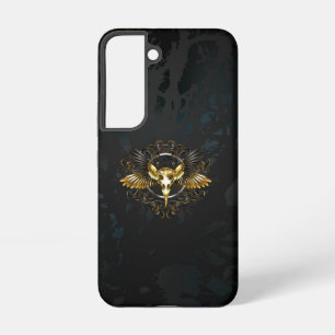 Coque Samsung Galaxy Crâne d'oiseau doré sur fond noir