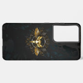 Coque Samsung Galaxy Crâne d'oiseaux dorés sur arrière - plan noir (Verso Horizontal)