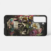 Coque Samsung Galaxy Crâne floral Goth Pagan Monogramme Initiales (Verso Horizontal)