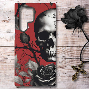 Coque Samsung Galaxy Crâne gothique avec rose noire