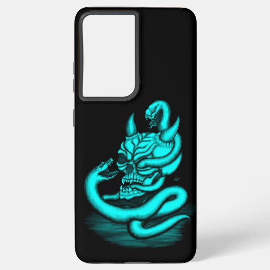 Coque Samsung Galaxy Crâne - Tête diabolique avec serpent (Verso)