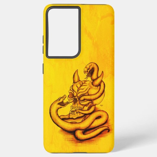 Coque Samsung Galaxy Crâne - Tête diabolique avec serpent (Verso)