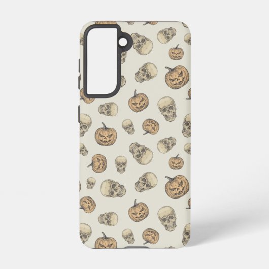 Coque Samsung Galaxy Crânes et Citrouille Motif d'Halloween (Verso)