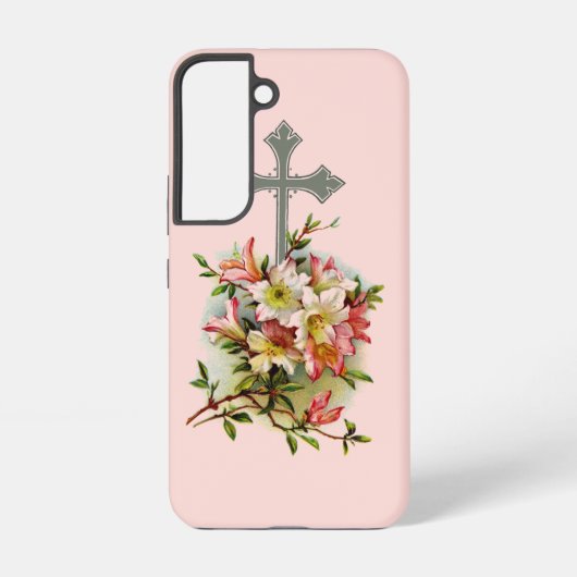 Coque Samsung Galaxy Croix chrétienne florale (Verso)