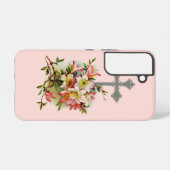 Coque Samsung Galaxy Croix chrétienne florale (Verso Horizontal)
