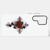 Coque Samsung Galaxy Croix d'argent avec une rose rouge (Verso Horizontal)