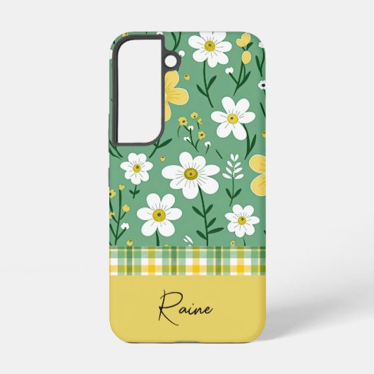 Coque Samsung Galaxy Custom Cute Green & Yellow Country Floral (Verso)