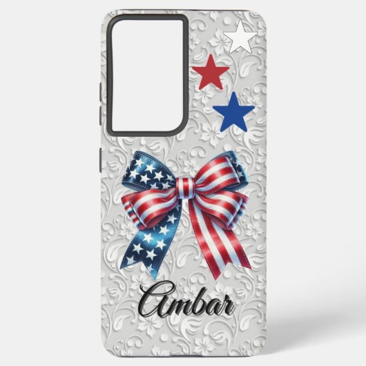 Coque Samsung Galaxy Custom Patriotic Bow Samsung S21 UltrTough Case (Verso)