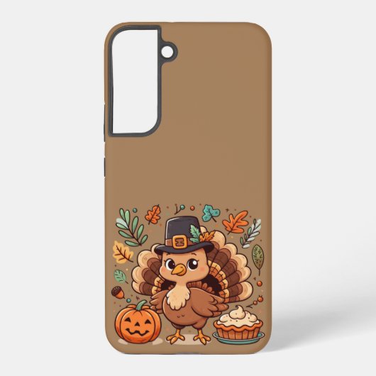 Coque Samsung Galaxy Cute caricature Thanksgiving dinde et citrouille (Verso)