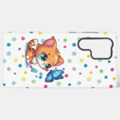 Coque Samsung Galaxy Cute chaton/chat et papillon (Verso Horizontal)