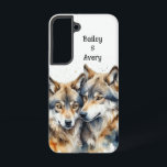 Coque Samsung Galaxy Cute Cute Cuddling Wolves Couple Love Animaux<br><div class="desc">Coutume Cute Cuddling Wolf Wolves Couple Aimer la nature Animal Art de customiser avec vos noms</div>